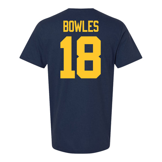 Michigan Wolverines #18 Troy Bowles Student Athlete Blue Football T-Shirt - Back View