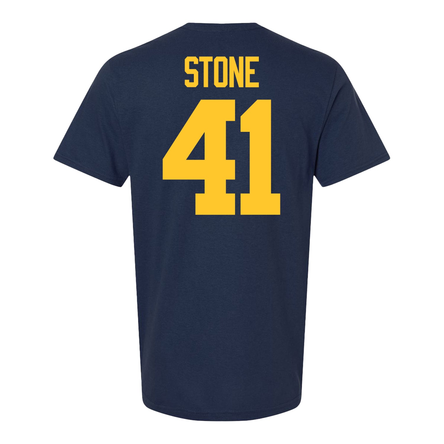 Michigan Wolverines #41 Shomari Stone Student Athlete Blue Football T-Shirt - Back View