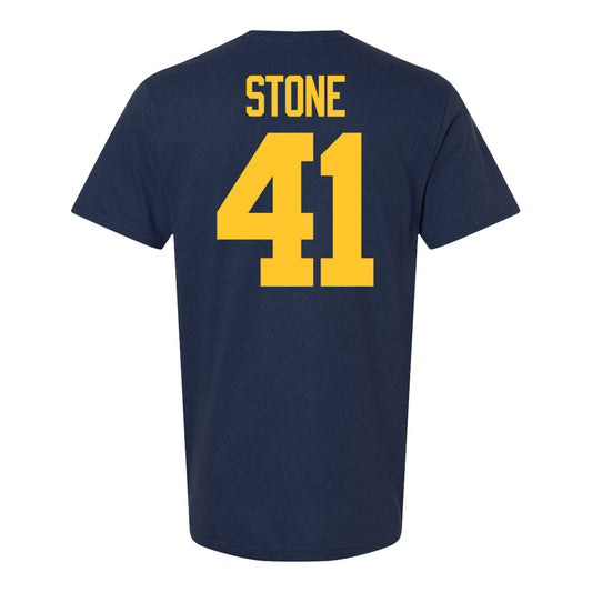 Michigan Wolverines #41 Shomari Stone Student Athlete Blue Football T-Shirt - Back View