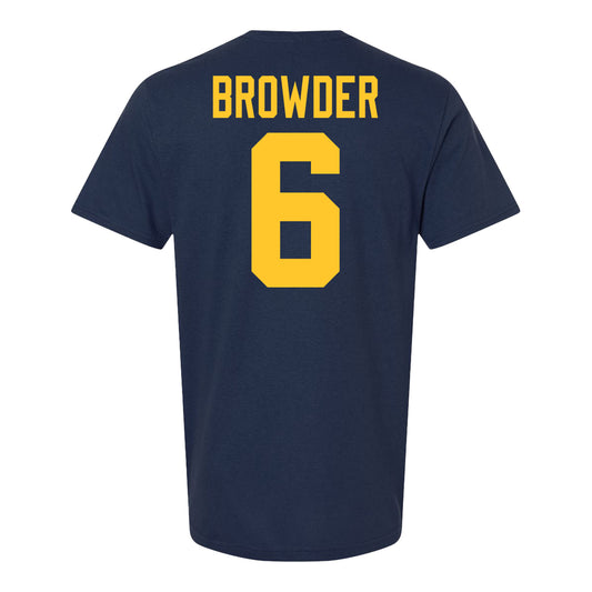 Michigan Wolverines #6 Jamar Browder Student Athlete Blue Football T-Shirt - Back View