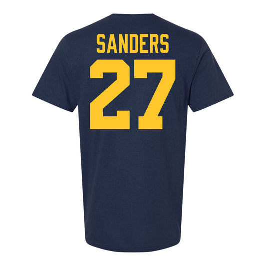Michigan Wolverines #27 Jayden Sanders Student Athlete Blue Football T-Shirt - Back View