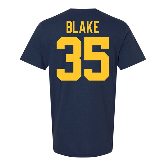 Michigan Wolverines #35 Stuart Blake Student Athlete Blue Football T-Shirt - Back View