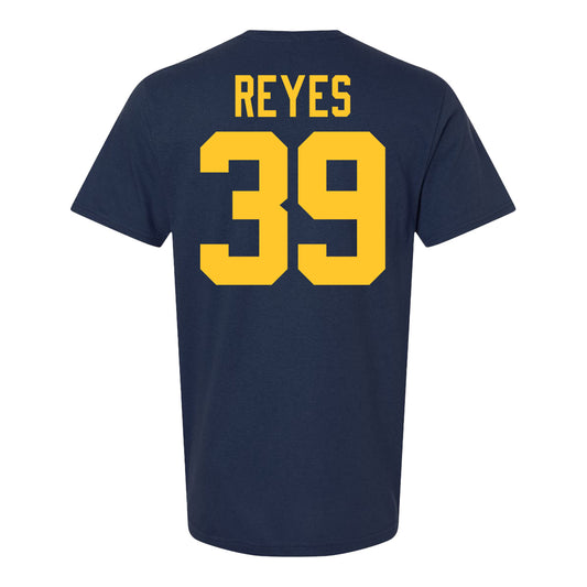 Michigan Wolverines #39 Max Reyes Student Athlete Blue Football T-Shirt - Back View