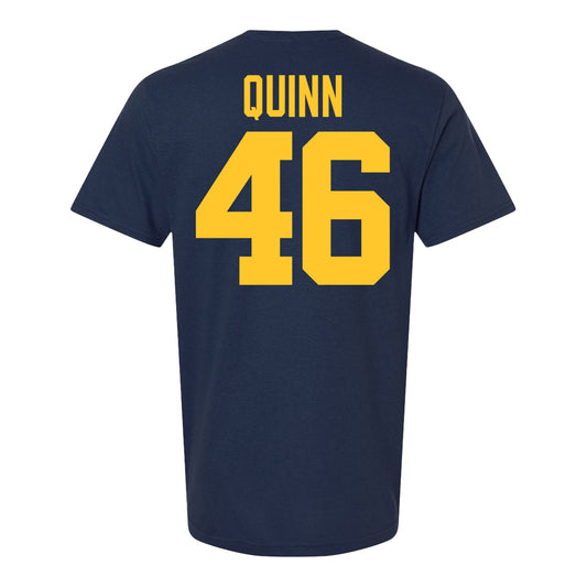 Michigan Wolverines #46 Crandall Quinn Student Athlete Blue Football T-Shirt - Back View