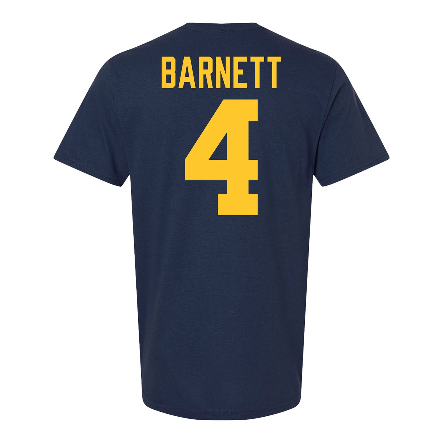 Michigan Wolverines Men's Hockey Student Athlete #4 Asher Burnett T-Shirt - Back View
