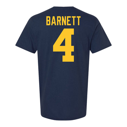 Michigan Wolverines Men's Hockey Student Athlete #4 Asher Burnett T-Shirt - Back View