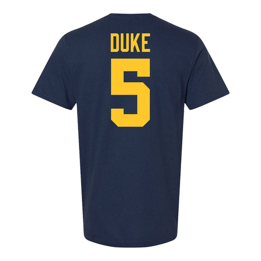 Michigan Wolverines Men's Hockey Student Athlete #5 Tyler Duke T-Shirt - Back View