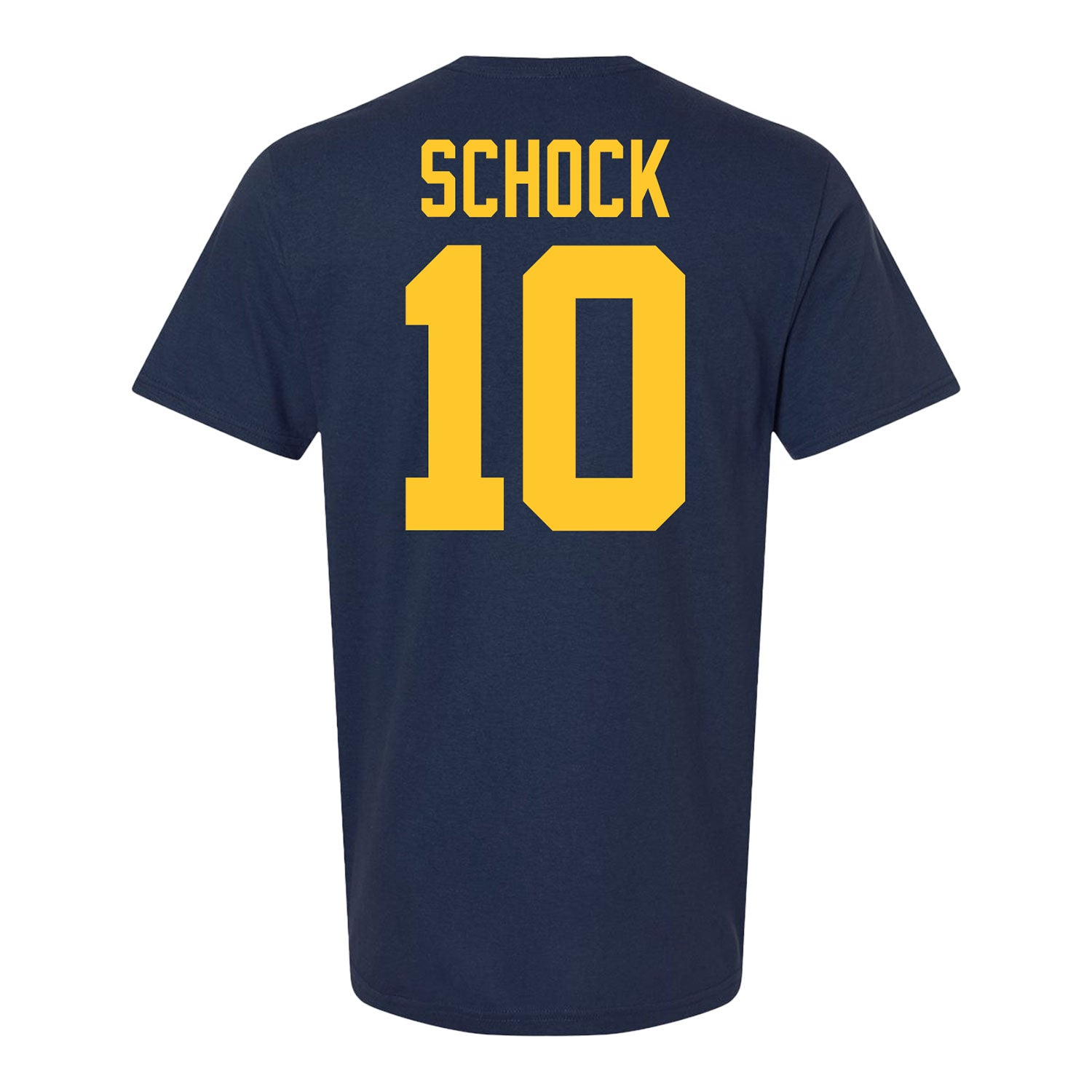 Michigan Wolverines Men's Hockey Student Athlete #10 Drew Schock T-Shirt - Back View
