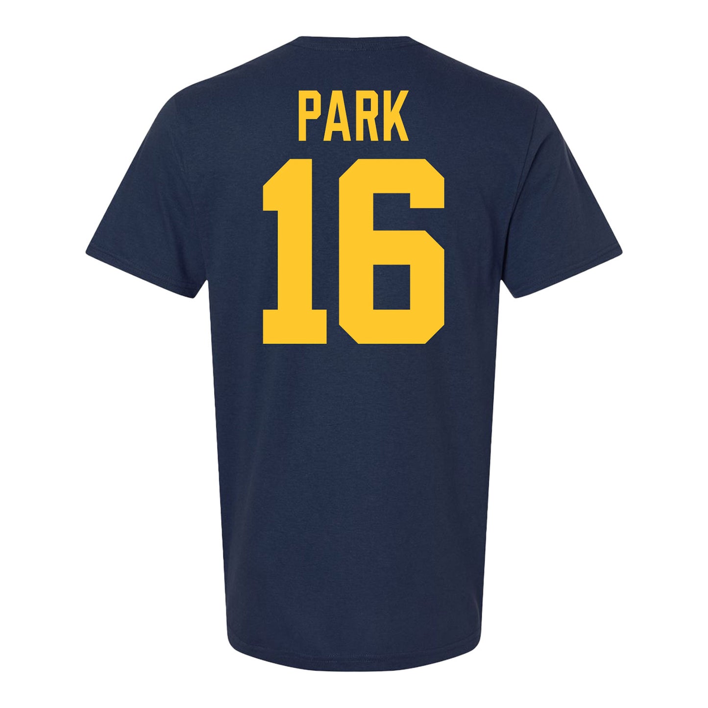 Michigan Wolverines Men's Hockey Student Athlete #16 Aiden Park T-Shirt - Back View