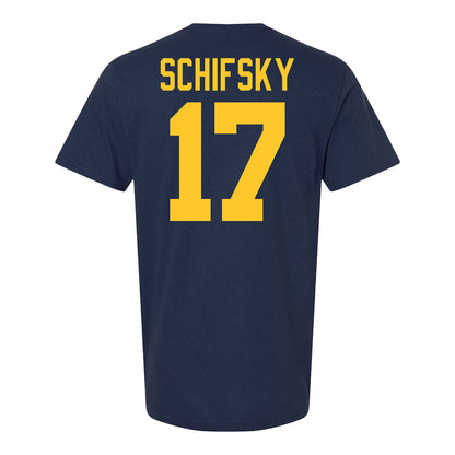 Michigan Wolverines Men's Hockey Student Athlete #17 Garrett Schifsky T-Shirt - Back View