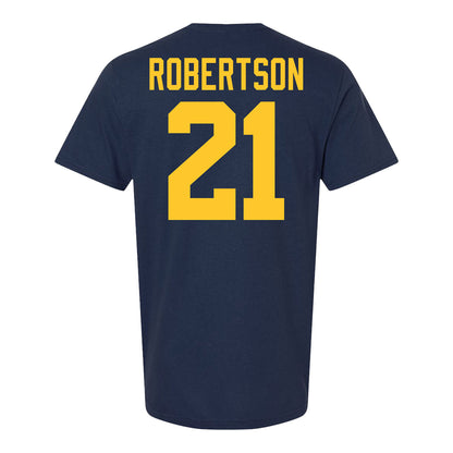 Michigan Wolverines Men's Hockey Student Athlete #21 Ben Robertson T-Shirt - Back View