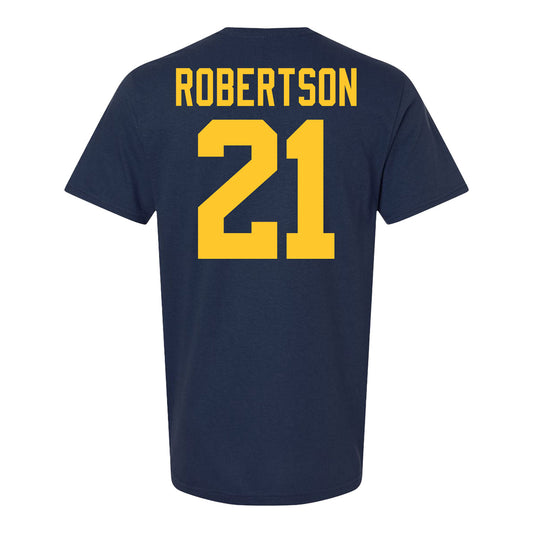 Michigan Wolverines Men's Hockey Student Athlete #21 Ben Robertson T-Shirt - Back View