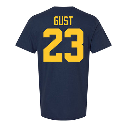 Michigan Wolverines Men's Hockey Student Athlete #23 Miles Gust T-Shirt - Back View