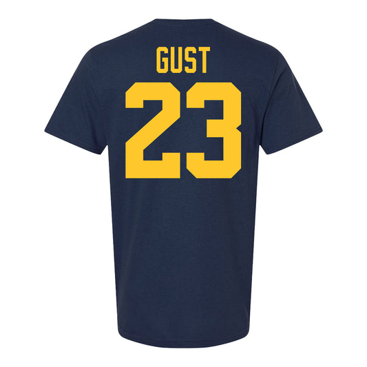 Michigan Wolverines Men's Hockey Student Athlete #23 Miles Gust T-Shirt - Back View