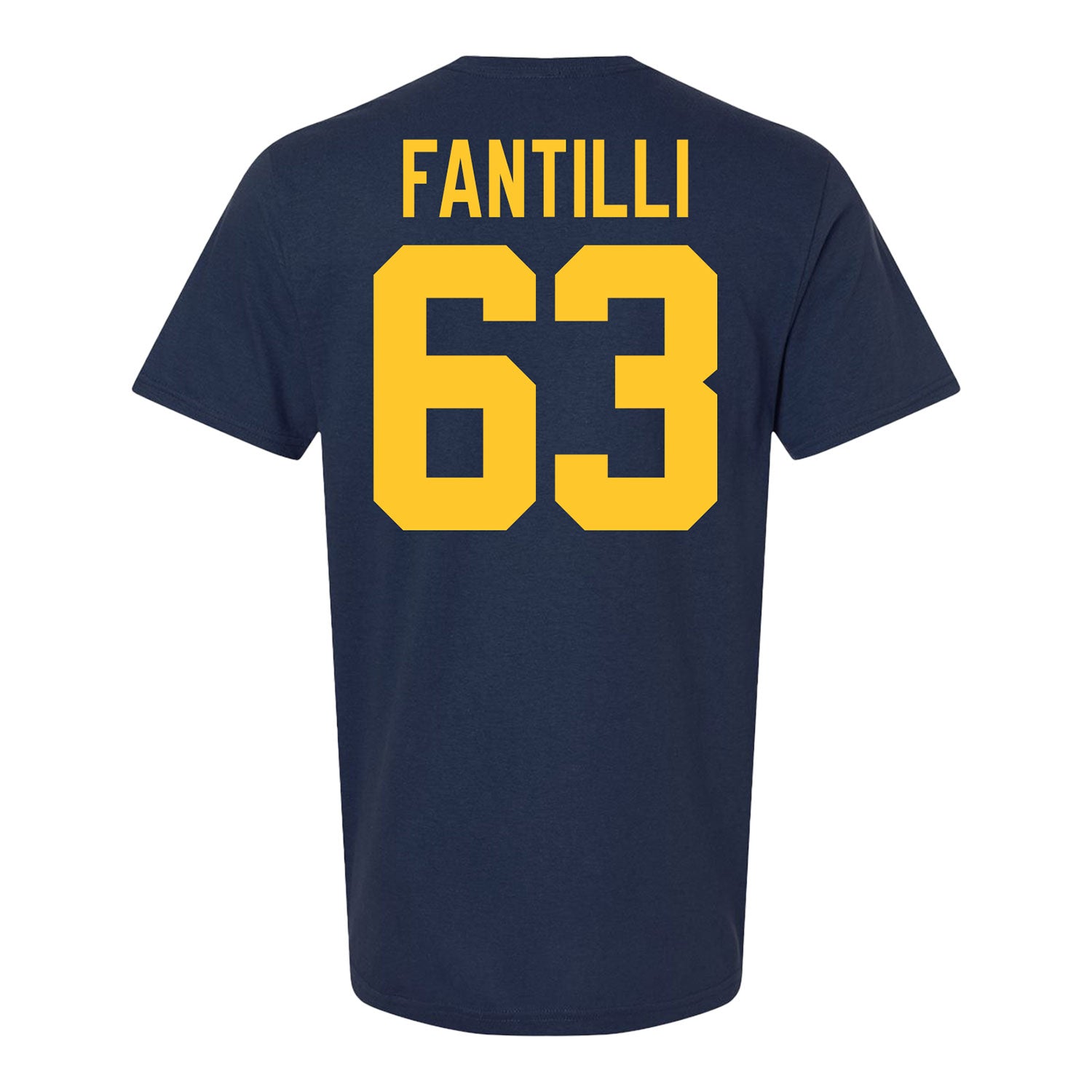 Michigan Wolverines Men's Hockey Student Athlete #63 Luca Fantilli T-Shirt - Back View
