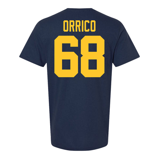 Michigan Wolverines Men's Hockey Student Athlete #68 Josh Orrico T-Shirt - Back View