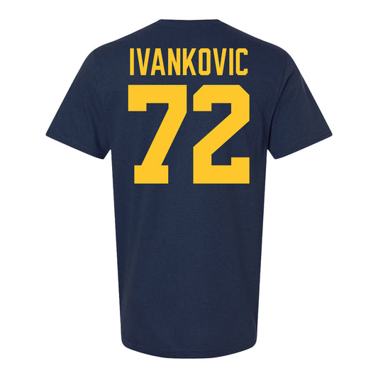 Michigan Wolverines Men's Hockey Student Athlete #72 Jack Ivankovic T-Shirt - Back View