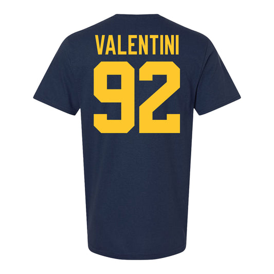Michigan Wolverines Men's Hockey Student Athlete #92 Adam Valentini T-Shirt - Back View