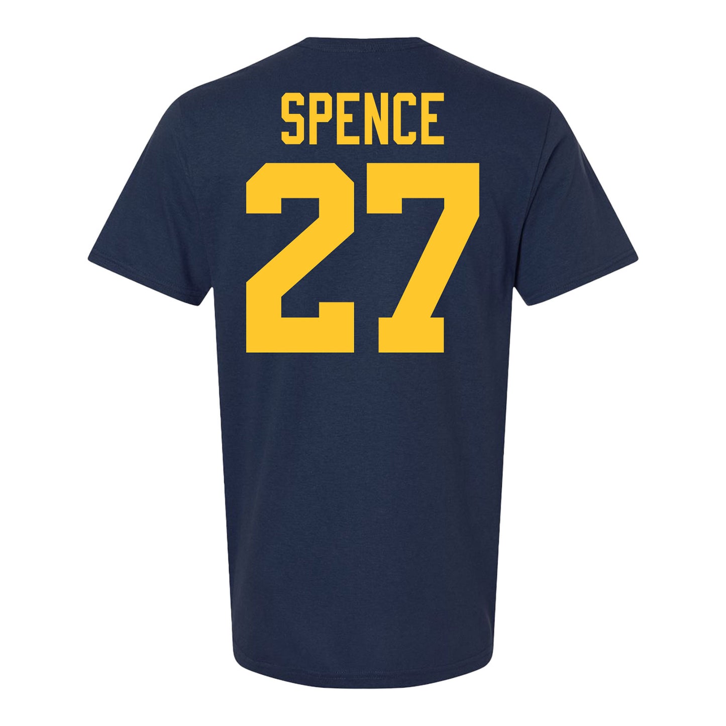 Michigan Wolverines Men's Hockey Student Athlete #27 Malcom Spence T-Shirt - Back View