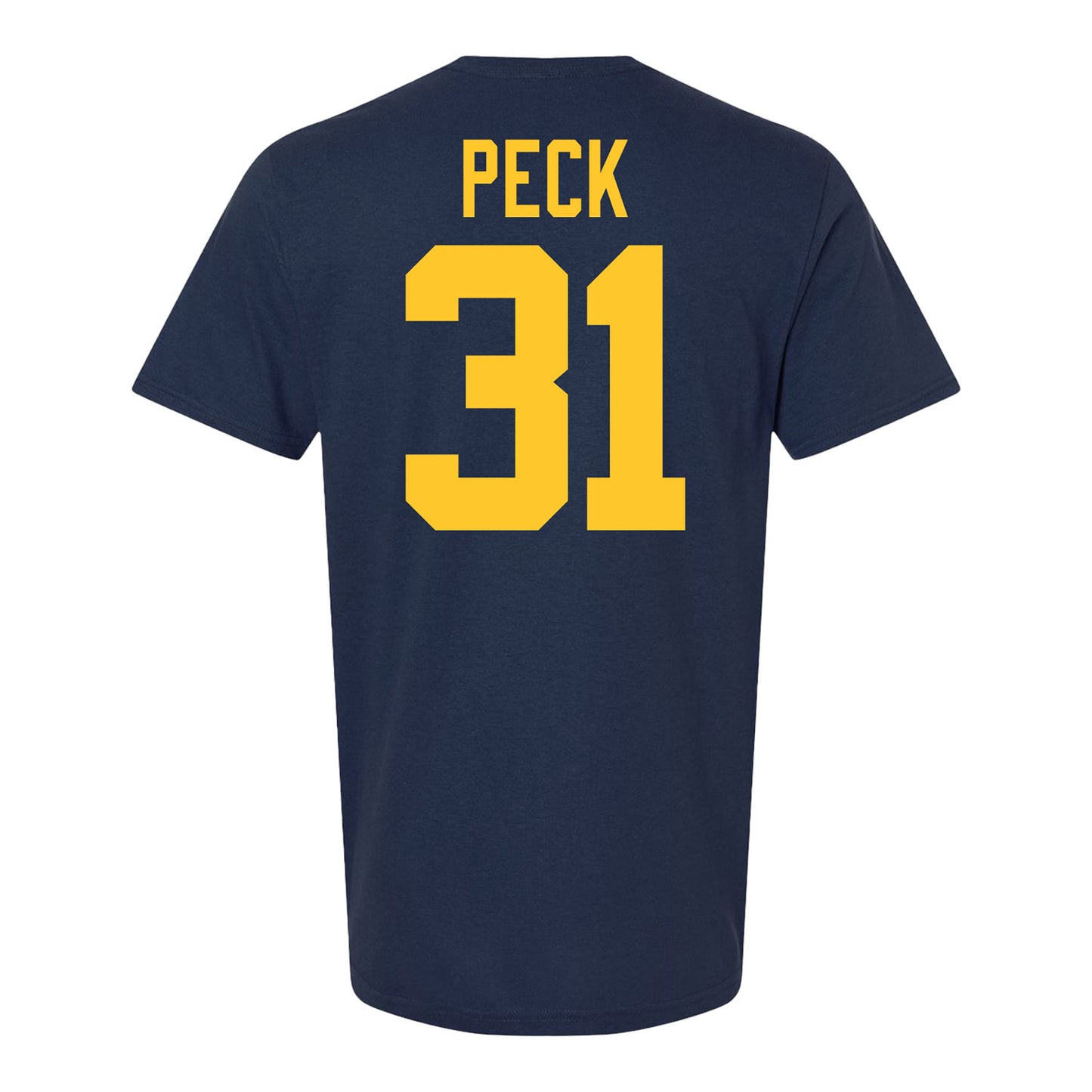 Michigan Wolverines Men's Hockey Student Athlete #31 Stephen Peck T-Shirt - Back View