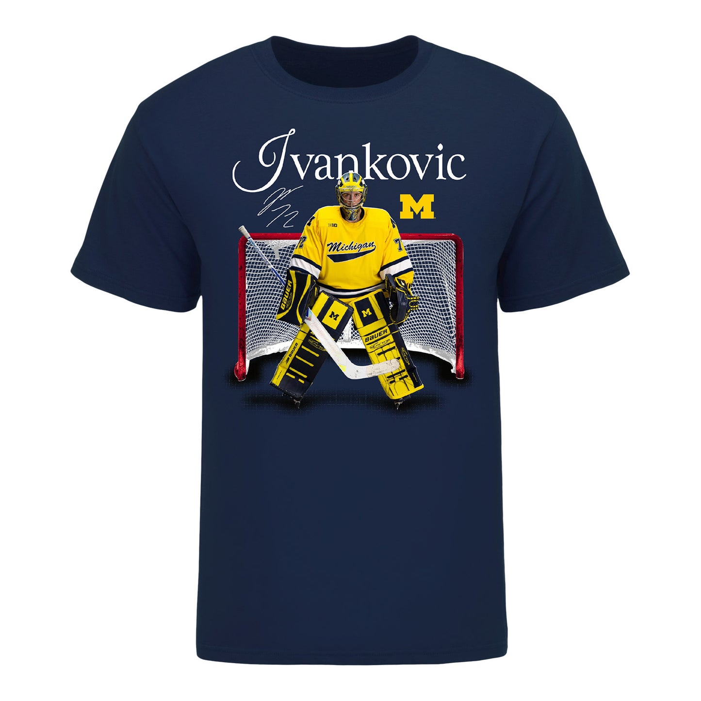 Michigan Wolverines #72 Jack Ivankovic Student-Athlete Graphic Tee In Blue - Front View