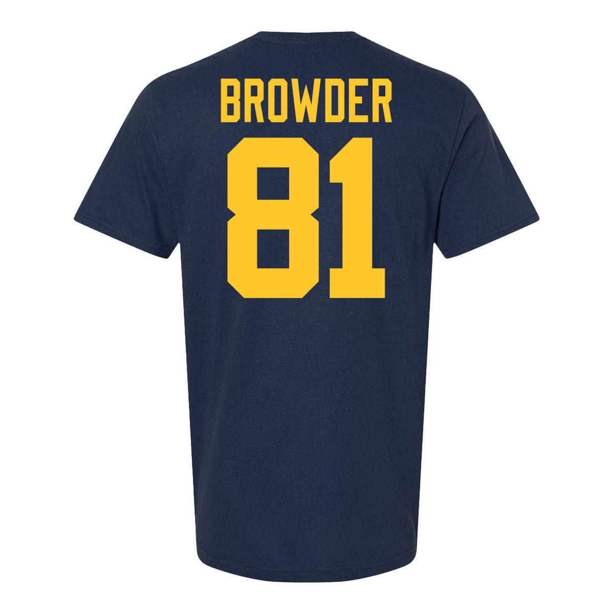 Michigan Wolverines #81 Jamar Browder Student Athlete Blue Football T-Shirt - Back View
