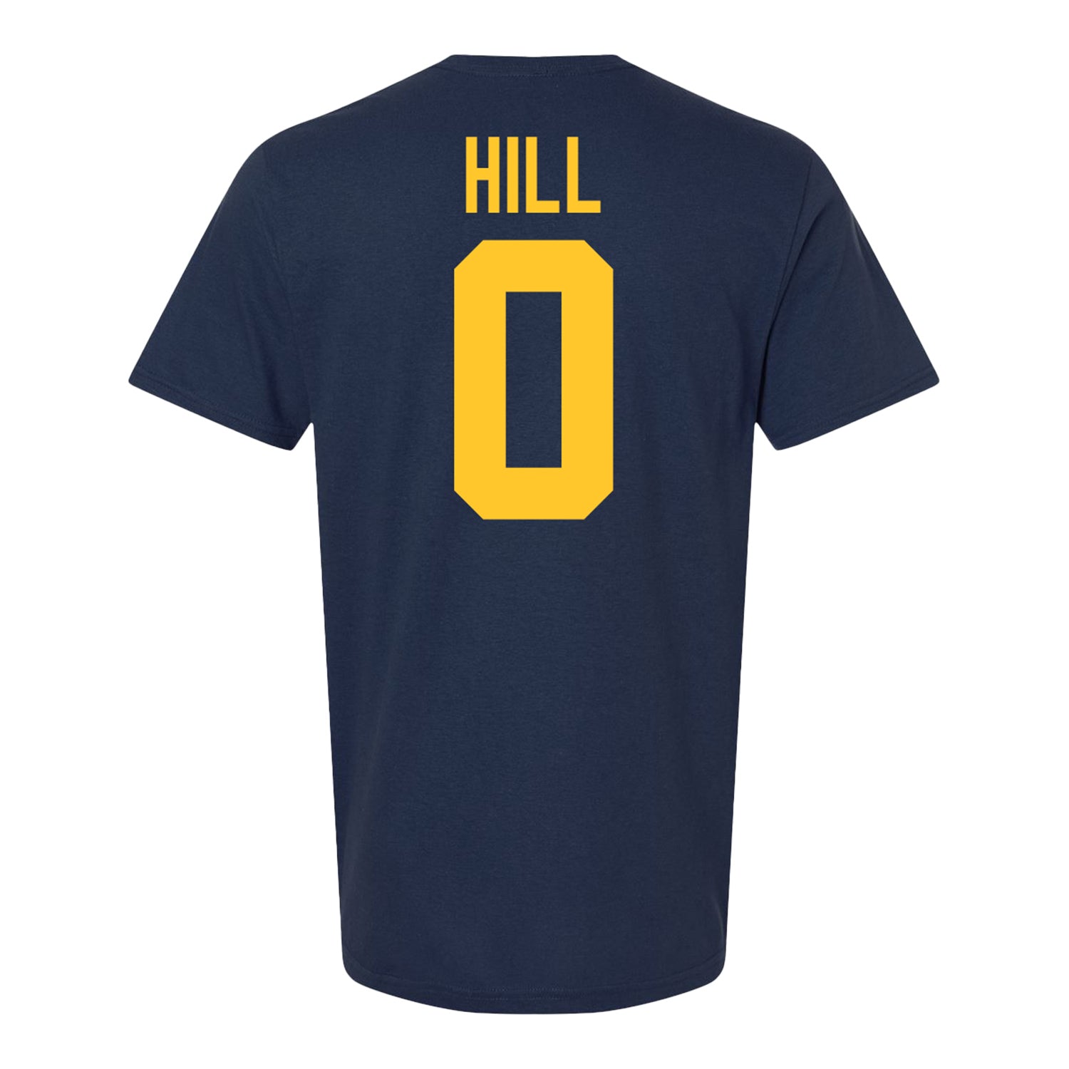 Michigan Wolverines #0 Jyaire Hill Student Athlete Blue Football T-Shirt - Back View