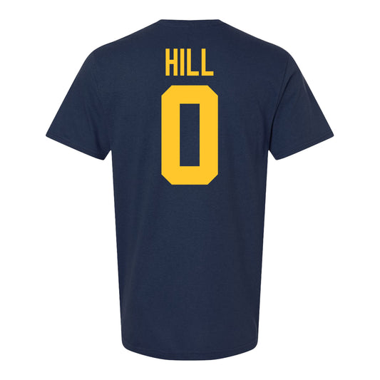Michigan Wolverines #0 Jyaire Hill Student Athlete Blue Football T-Shirt - Back View