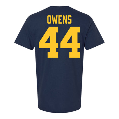 Michigan Wolverines #44 Eli Owens Student Athlete Blue Football T-Shirt - Back View