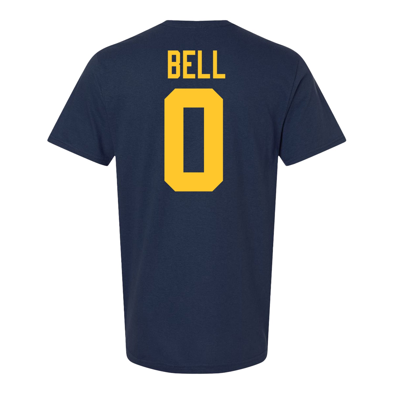 Michigan Wolverines #0 Kendrick Bell Student Athlete Blue Football T-Shirt - Back View