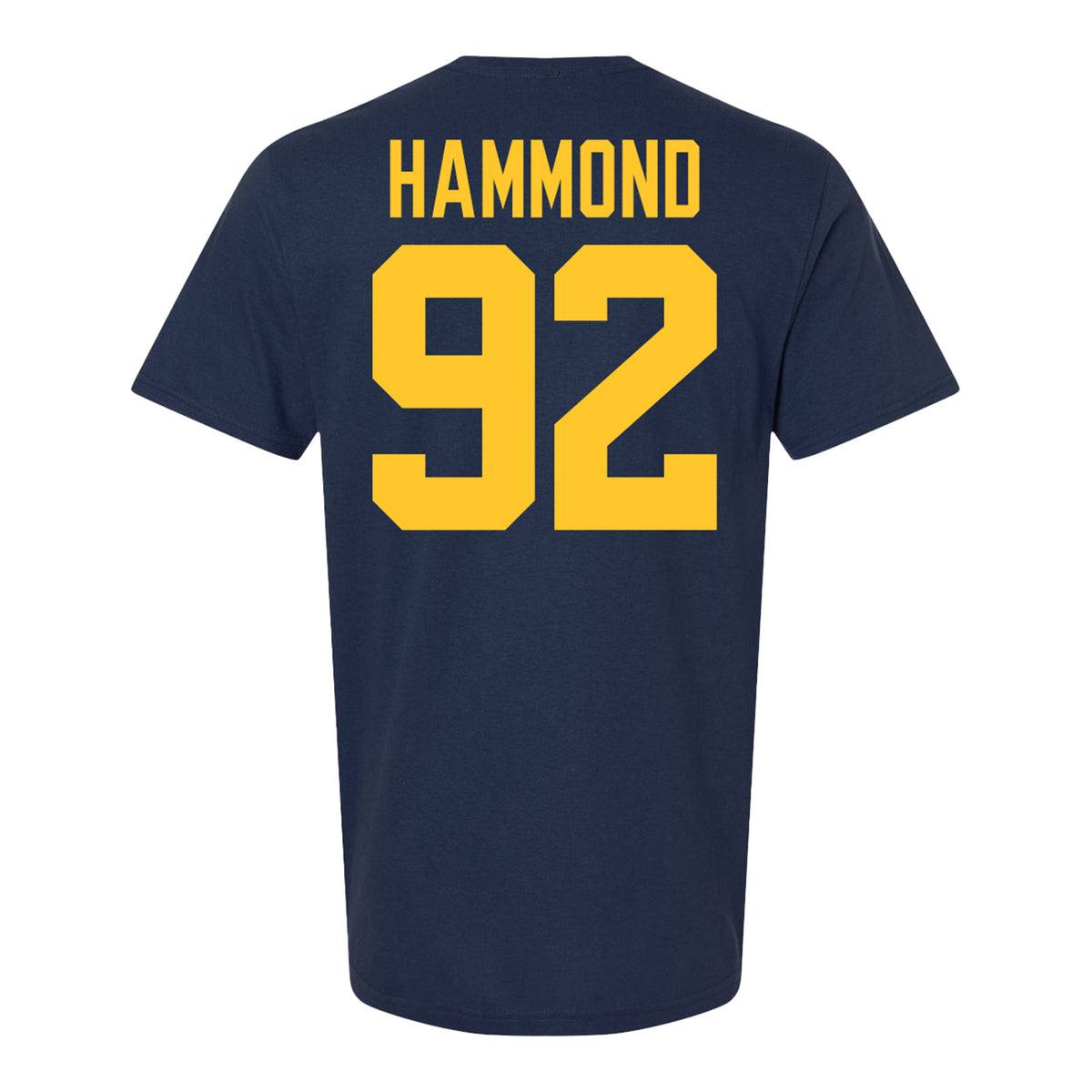 Michigan Wolverines #92 Ted Hammond Student Athlete Blue Football T-Shirt - Back View