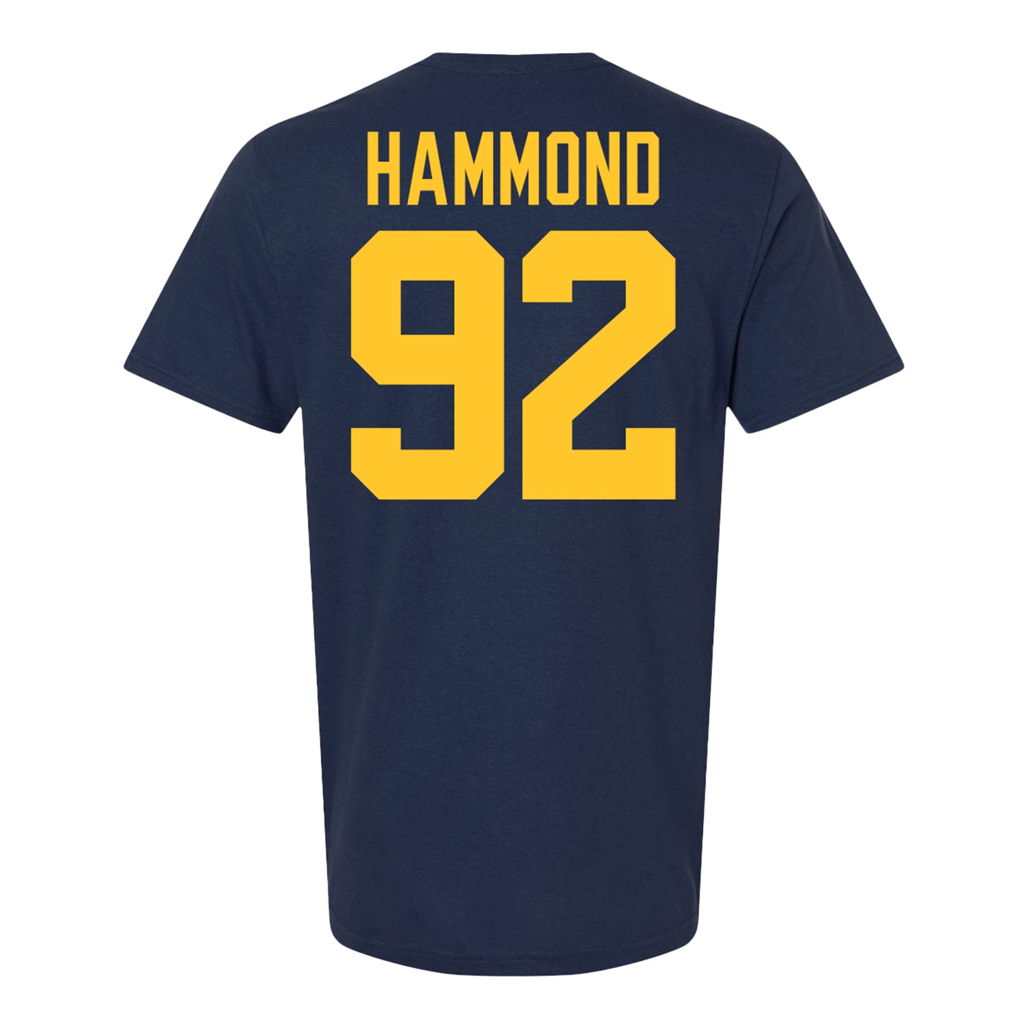 Michigan Wolverines #92 Ted Hammond Student Athlete Blue Football T-Shirt - Back View