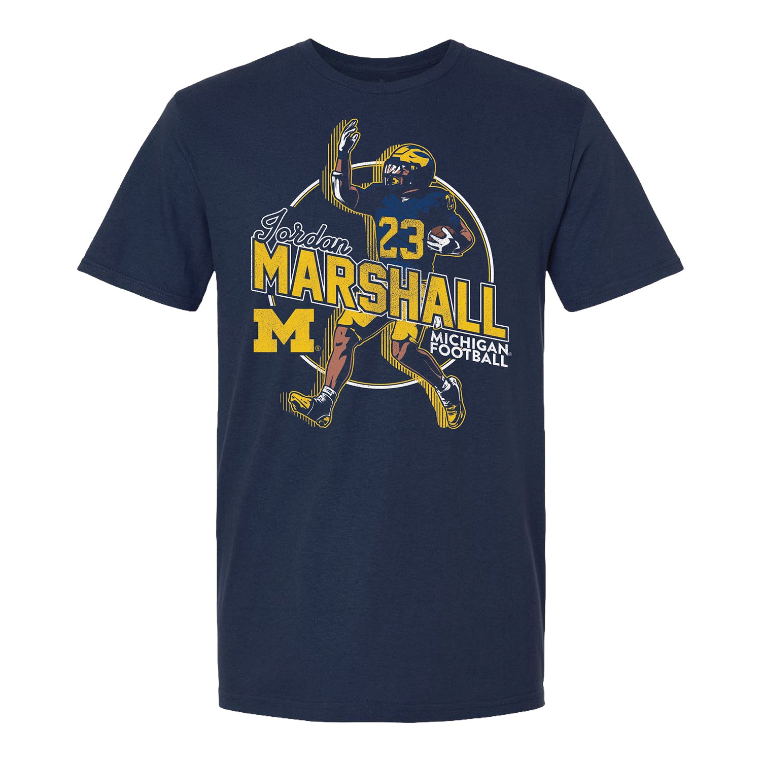 Michigan Wolverines #23 Jordan Marshall Student Athlete Motion T-Shirt - Front View