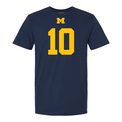 Michigan Wolverines #10 Jaime Ffrench Student Athlete Blue Football T-Shirt