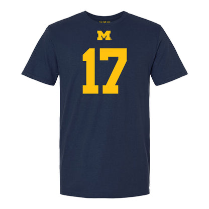 Michigan Wolverines #17 Brady Smigiel Student Athlete Blue Football T-Shirt