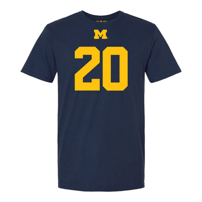 Michigan Wolverines #20 Chris Bracy Student Athlete Blue Football T-Shirt