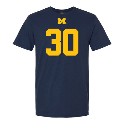 Michigan Wolverines #30 Max Alford Student Athlete Blue Football T-Shirt