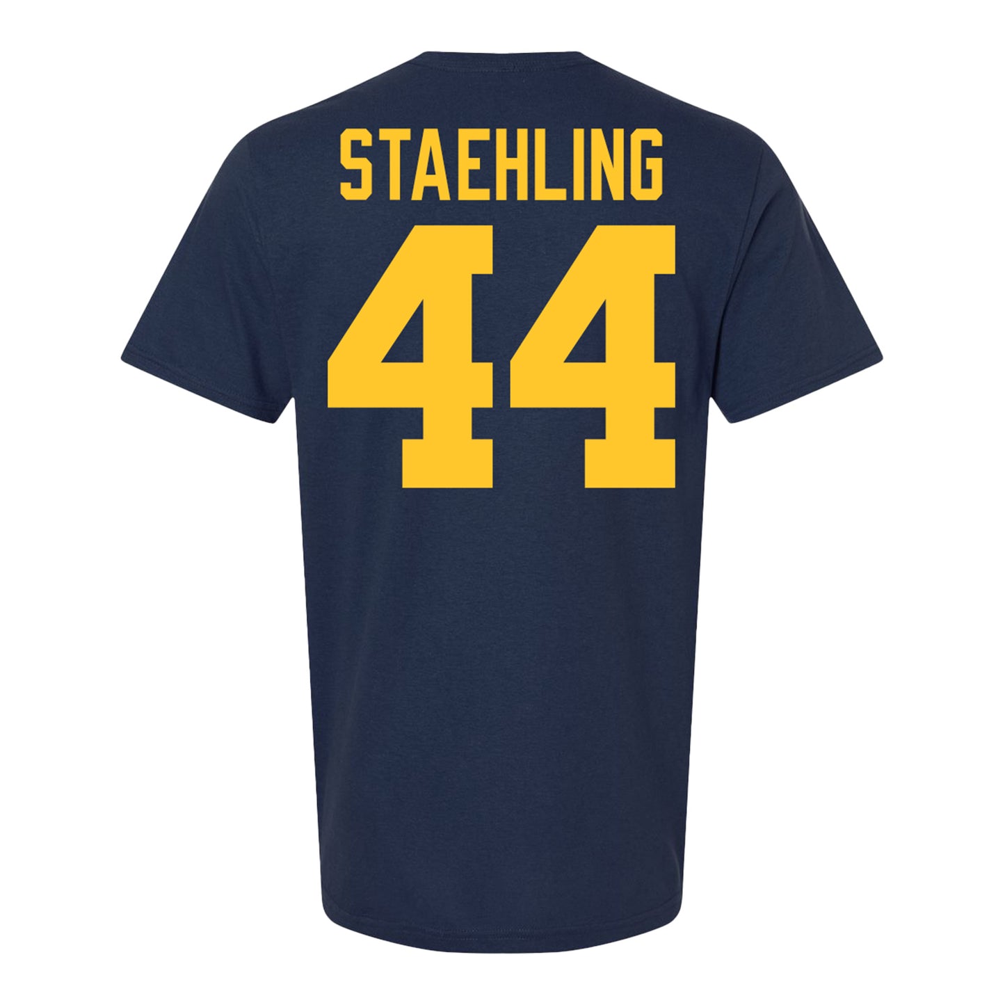Michigan Wolverines #44 Nathaniel Staehling Student Athlete Blue Football T-Shirt