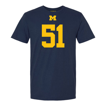 Michigan Wolverines #51 McHale Blade Student Athlete Blue Football T-Shirt