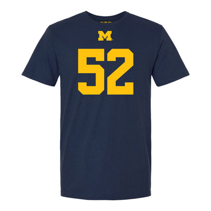 Michigan Wolverines #52 Ace Hamilton Student Athlete Blue Football T-Shirt