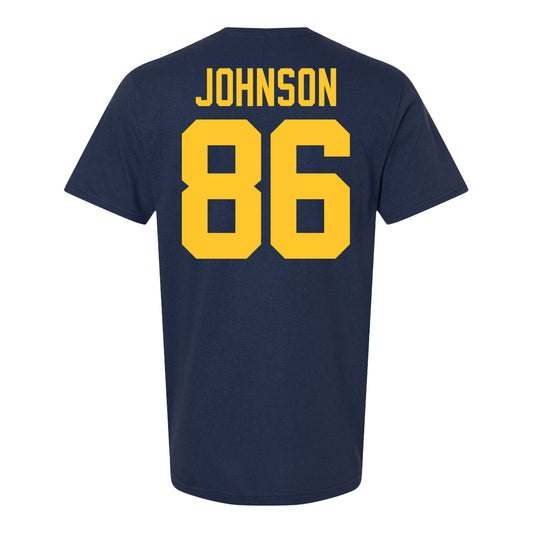 Michigan Wolverines #86 Travis Johnson Student Athlete Blue Football T-Shirt