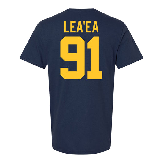 Michigan Wolverines #91 Jonah Lea'ea Student Athlete Blue Football T-Shirt