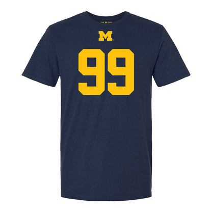 Michigan Wolverines #99 Trey Butkowski Student Athlete Blue Football T-Shirt