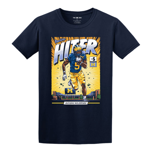 Michigan Wolverines #5 Savion Hiter Student Athlete Comic T-Shirt
