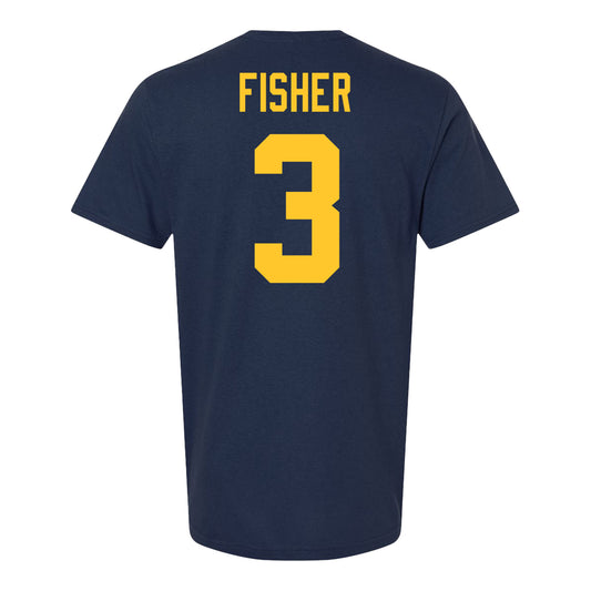 Michigan Wolvernes #3 Matthew Fisher Student Athlete Navy Men's Soccer T-Shirt