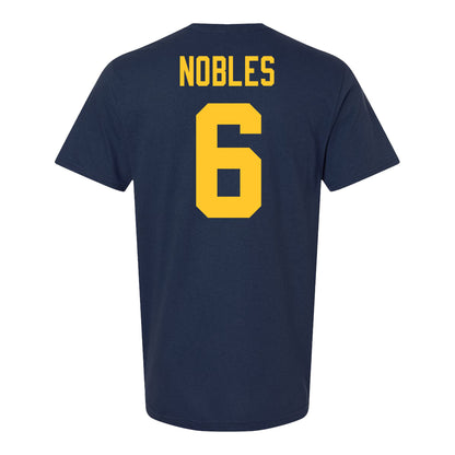 Michigan Wolvernes #6 Nicholas Nobles Student Athlete Navy Men's Soccer T-Shirt