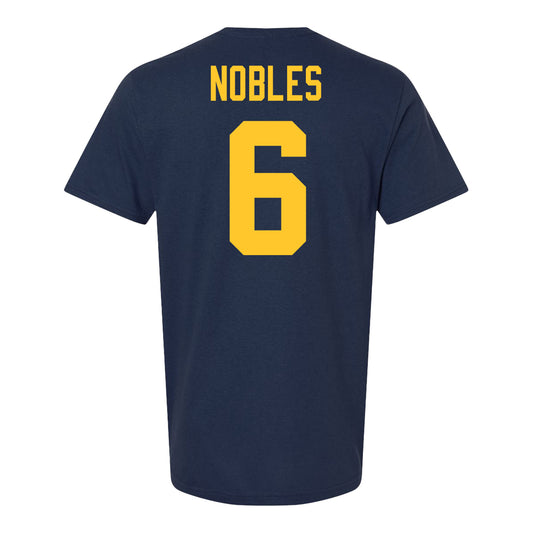 Michigan Wolvernes #6 Nicholas Nobles Student Athlete Navy Men's Soccer T-Shirt
