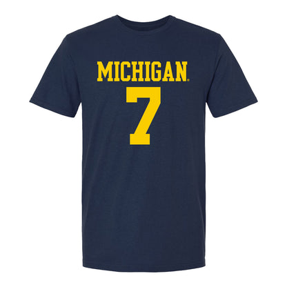 Michigan Wolverines #7 Nico Pendleton Student Athlete Navy Men's Soccer T-Shirt