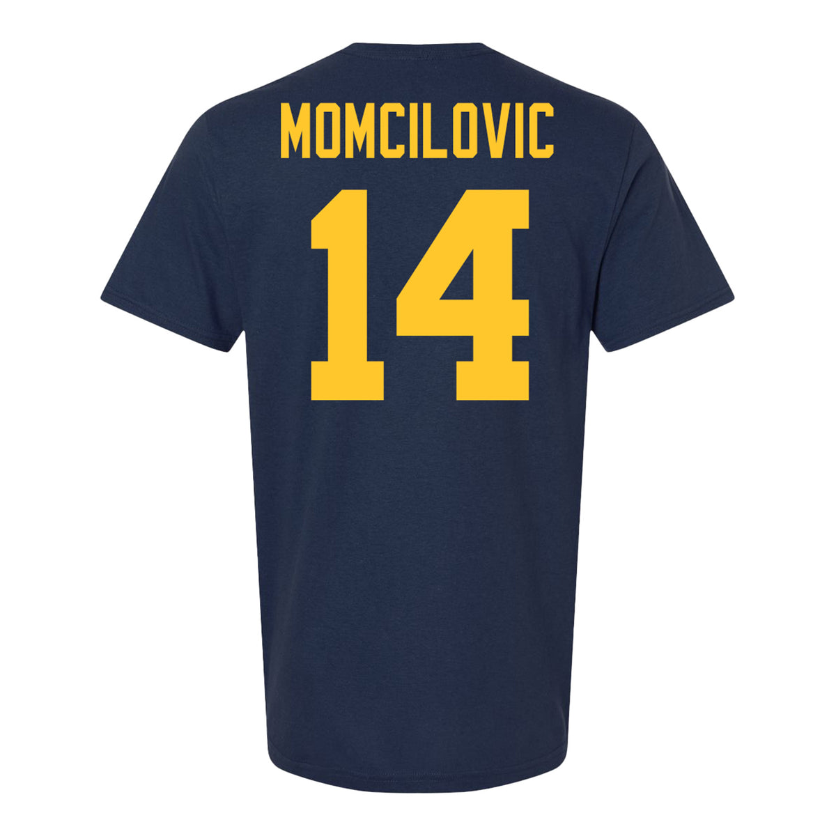 Michigan Wolvernes #14 Stefan Momcilovic Student Athlete Navy Men's Soccer T-Shirt
