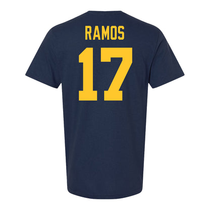 Michigan Wolvernes #17 Joao Paulo Ramos Student Athlete Navy Men's Soccer T-Shirt